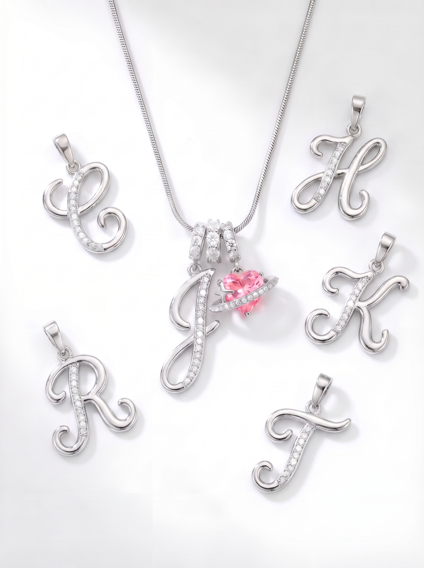 Love Charm Necklace Silber