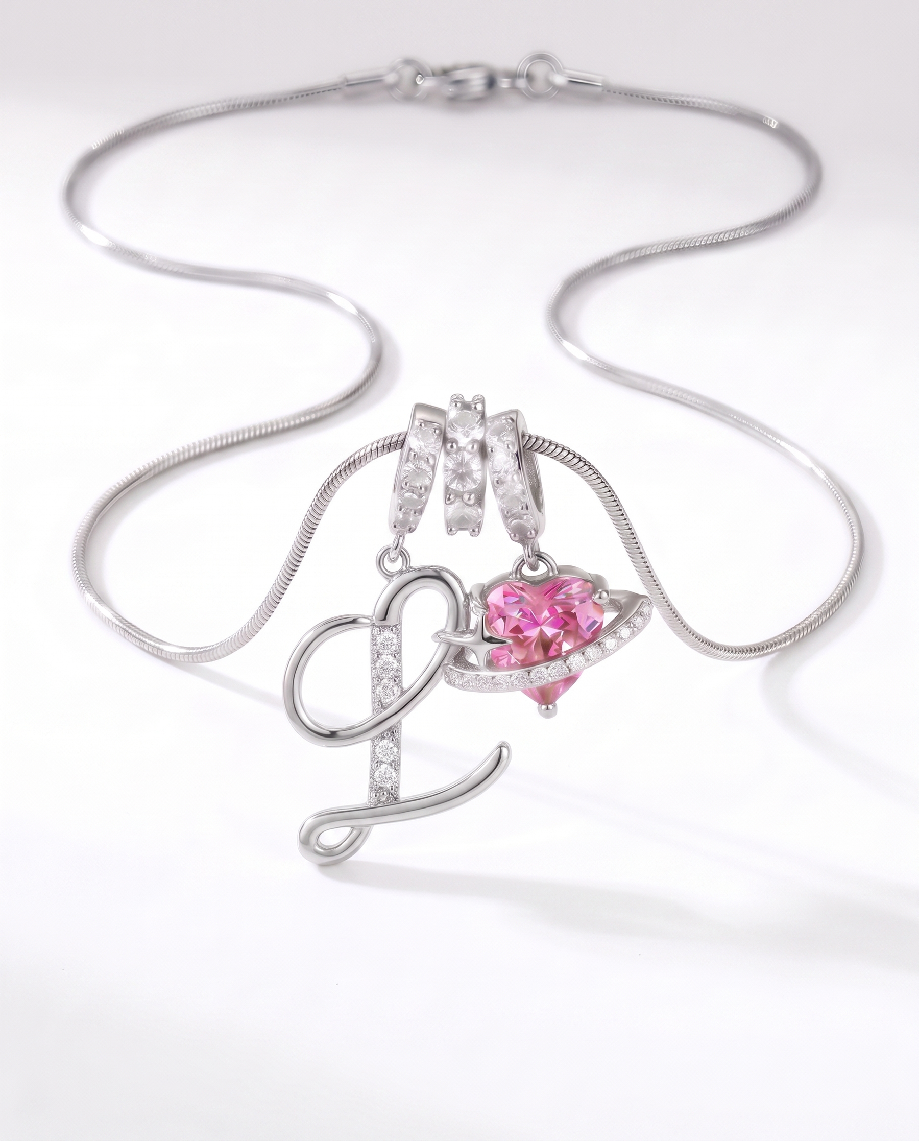 Love Charm Necklace Silber