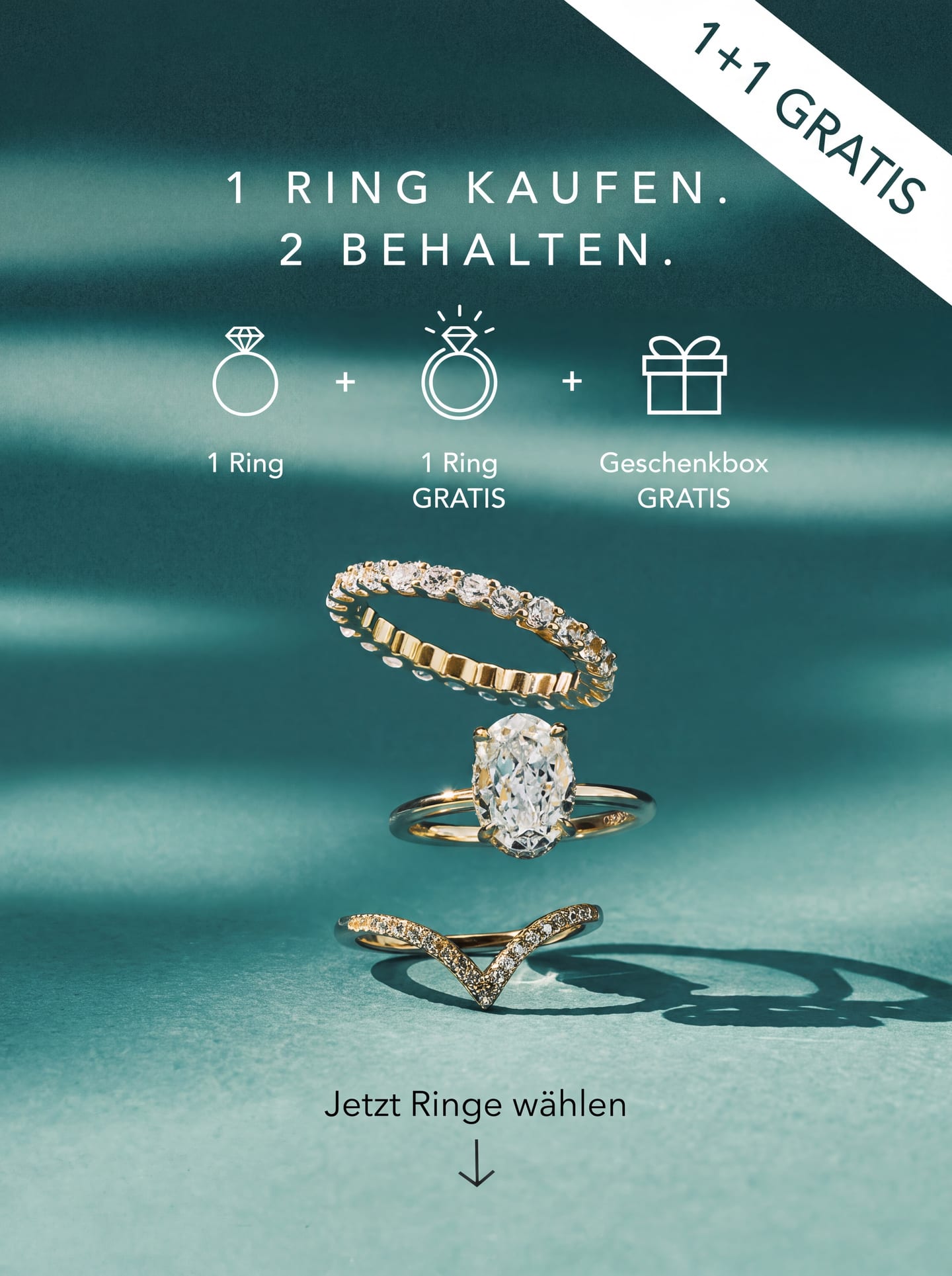1 Ring kaufen. 2 behalten. — 1+1 Gratis und Geschenkbox gratis